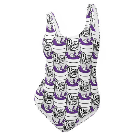 Purp Gang Double Cup Motif One-Piece Swimsuit