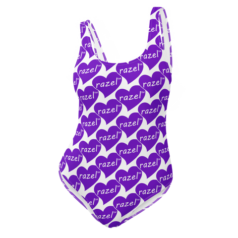 razel™ Purple Hearted Motif One-Piece Swimsuit