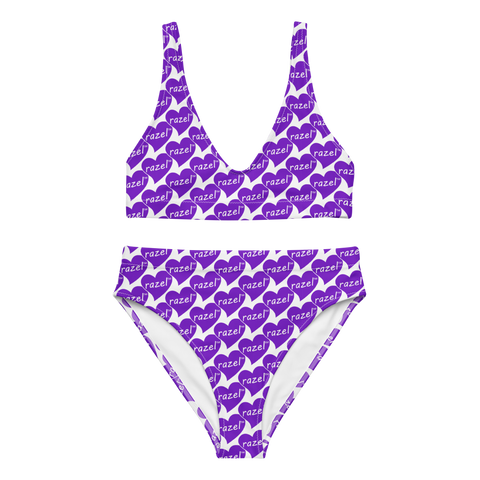 razel™ Purple Hearted Motif Padded Two-Pieces Bikini