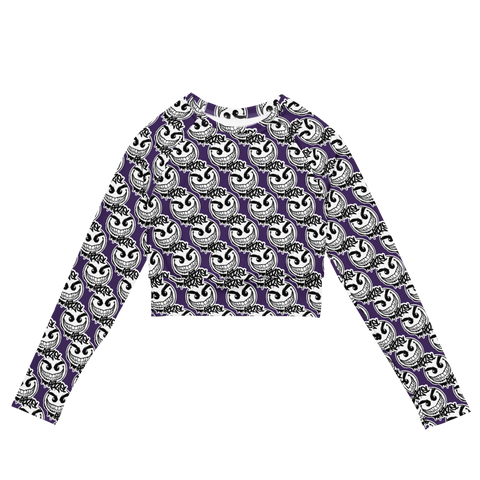 razel™ Gang Drip Face Motif Long-Sleeve Crop Top