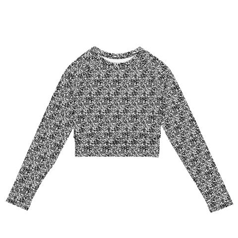 razel™ Face QR Codes Motif Long-Sleeve Crop Top