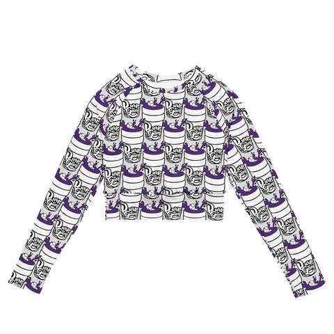 Purp Gang Double Cup Motif Long-Sleeve Crop Top