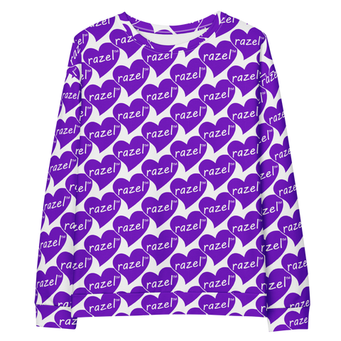 razel™ Purple Hearted Motif Crewneck