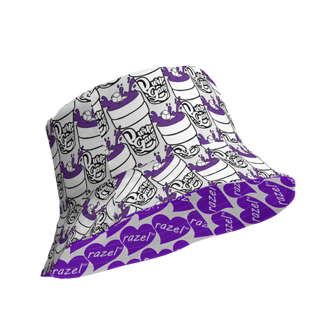 Purp Gang Double Cup / razel™ Purple Hearted Motif Bucket Hat (Reversible)