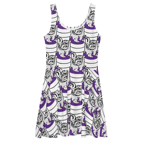 Purp Gang Double Cup Motif Sun Dress